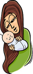 Image showing mother with baby cartoon illustration