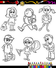 Image showing school kids group cartoon coloring book