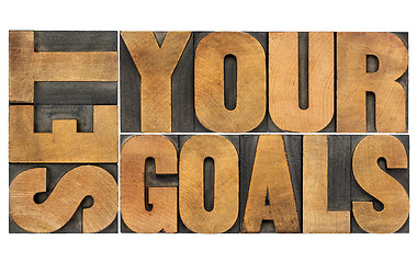 Image showing set your goals in wood type