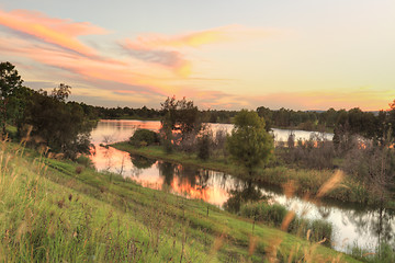 Image showing Sunset over Penrith Lakes NSW Australia