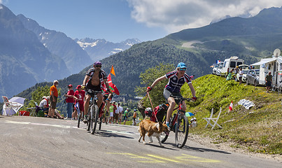 Image showing Amateur Cyclists in Pyrenees Mountains