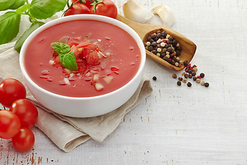 Image showing Fresh tomato soup Gazpacho