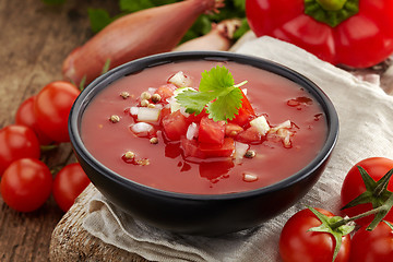 Image showing Fresh tomato soup Gazpacho