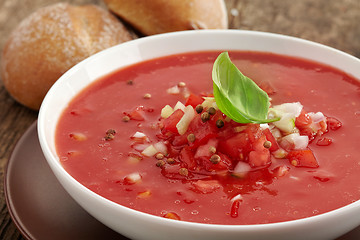 Image showing Fresh tomato soup Gazpacho