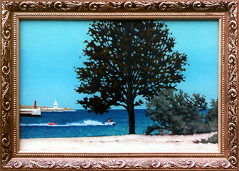 Image showing Black sea and tree