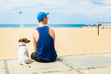 Image showing dog and owner