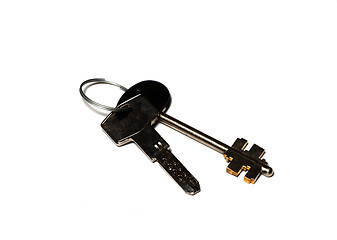 Image showing Two metal keys on a ring