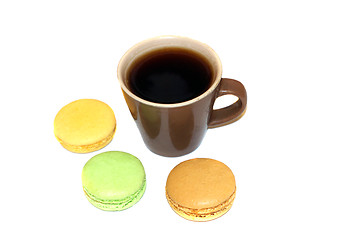 Image showing Cup of coffee with macaroon