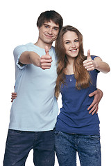 Image showing Happy couple with thumbs up