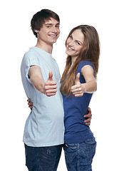 Image showing Happy couple with thumbs up
