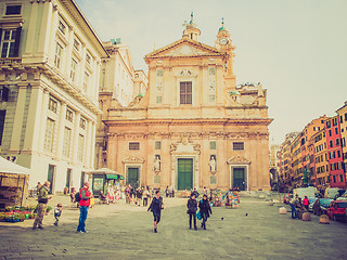 Image showing Retro look Chiesa del Gesu in Genoa