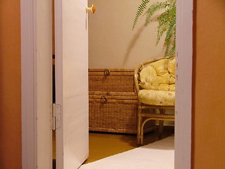 Image showing see through an open door