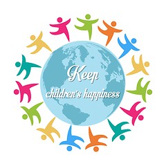 Image showing keep children's happiness, group of children all around the worl