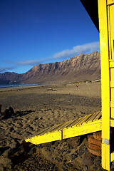 Image showing lifeguard chair cabin lanzarote sky   coastline and summer 