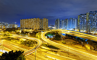 Image showing busy traffic night in finance urban