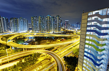 Image showing busy traffic night in finance urban