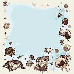 Image showing Summer Frame of seashells.