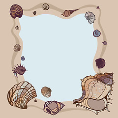 Image showing Summer Frame of seashells.