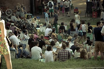 Image showing Young people on barbecue