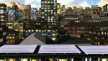 Image showing Solar panels in city