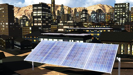 Image showing Solar panels in city