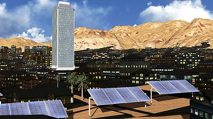 Image showing Solar panels in city