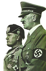 Image showing GERMANY, circa 1943: Benito Mussolini and Adolf Hitler shown on a propaganda German Nazi newspaper, circa 1943