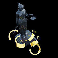 Image showing Lady of Justice & handcuffs