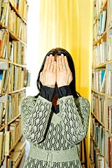 Image showing Student at old library