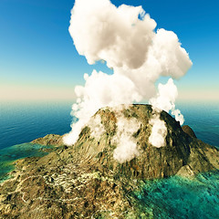 Image showing Volcanic eruption on island