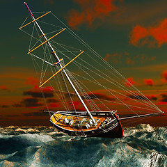 Image showing Pirate brigantine