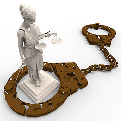 Image showing Themis statue and handcuffs