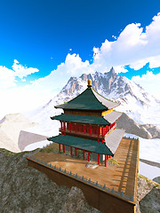 Image showing Zen buddhist temple in the mountains