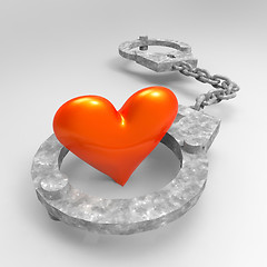 Image showing Love heart in handcuffs