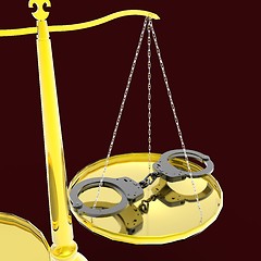 Image showing Scales of justice and handcuffs