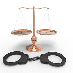 Image showing Scales of justice and handcuffs