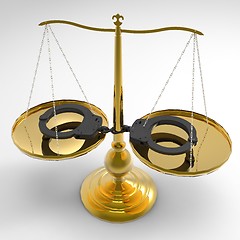 Image showing Scales of justice and handcuffs