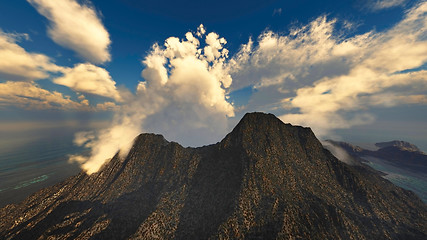 Image showing Volcanic eruption on island