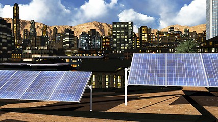 Image showing Solar panels in city