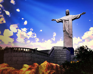 Image showing Famous statue of the Christ the Reedemer, in Rio de Janeiro, Brazil