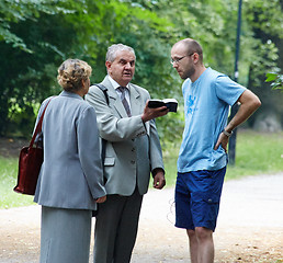 Image showing Two elderly Jehovah's Witnesses