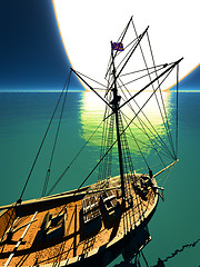 Image showing Pirate brigantine