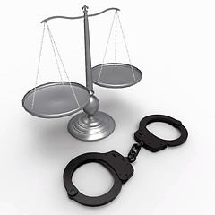 Image showing Scales of justice and handcuffs