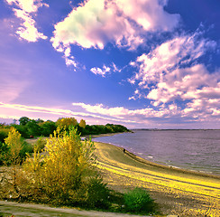 Image showing Spectacular eving over the lake