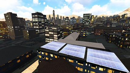 Image showing Solar panels in city