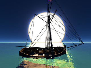 Image showing Pirate brigantine