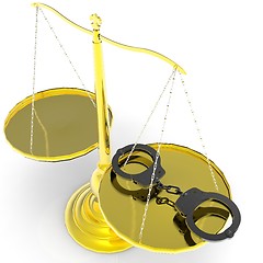 Image showing Scales of justice and handcuffs