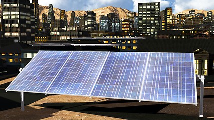 Image showing Solar panels in city