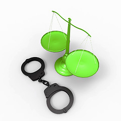 Image showing Scales of justice and handcuffs