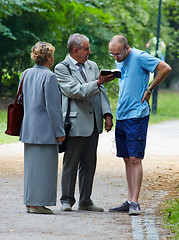 Image showing Two elderly Jehovah's Witnesses